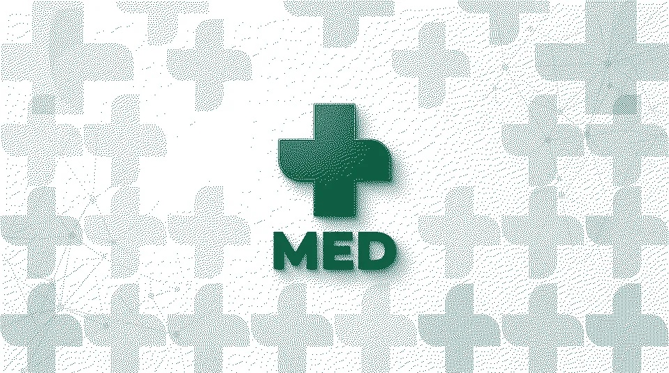 Logo de +MED representado con un patrón de puntos